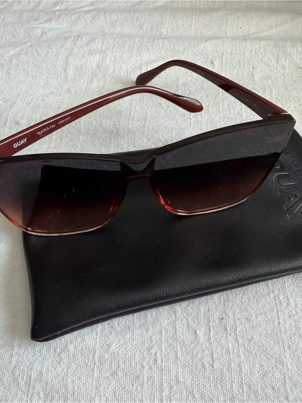 Quay Australia Burgundy Cat-Eye Sunglasses with Gradient Lenses